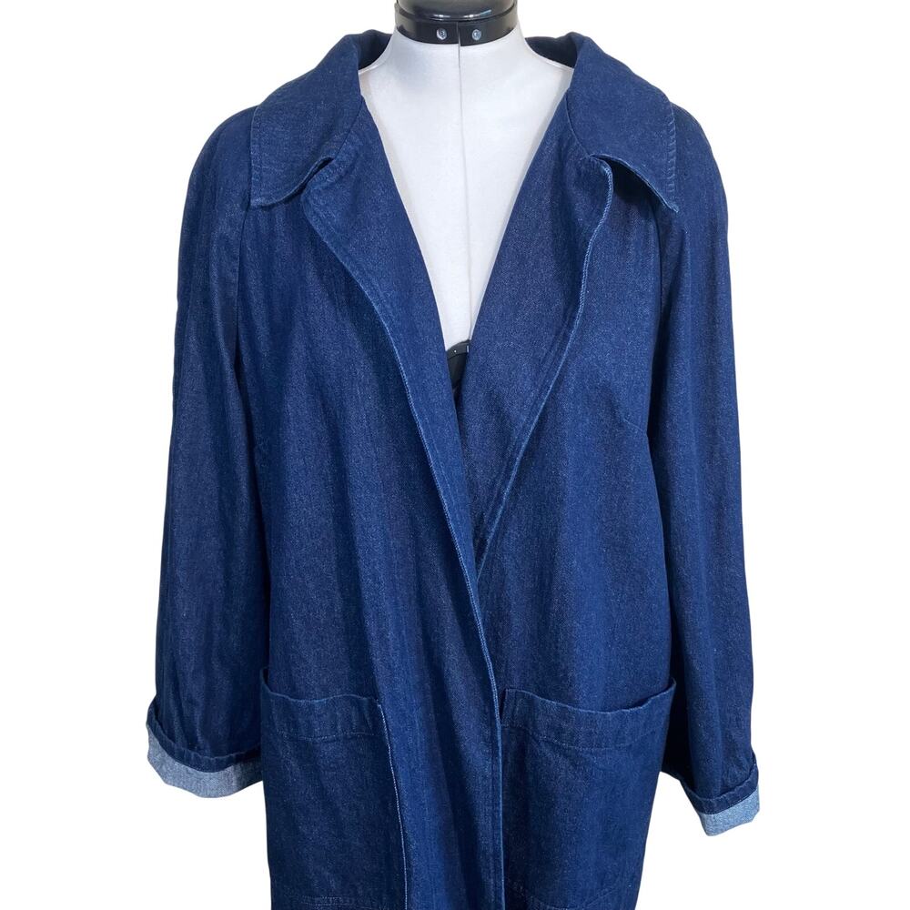 STATE the Label Dark Wash Denim Potter’s Coat Sz Large 100% Cotton - Picture 4 of 16
